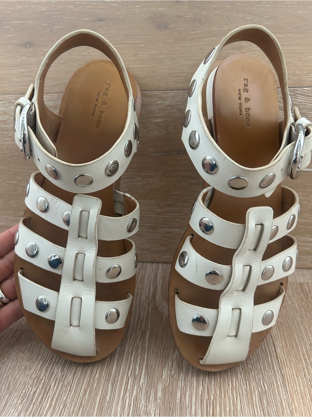 Rag & Bone Studded Leather Gladiator Sandals // Beau Fisherman Leather Sandals